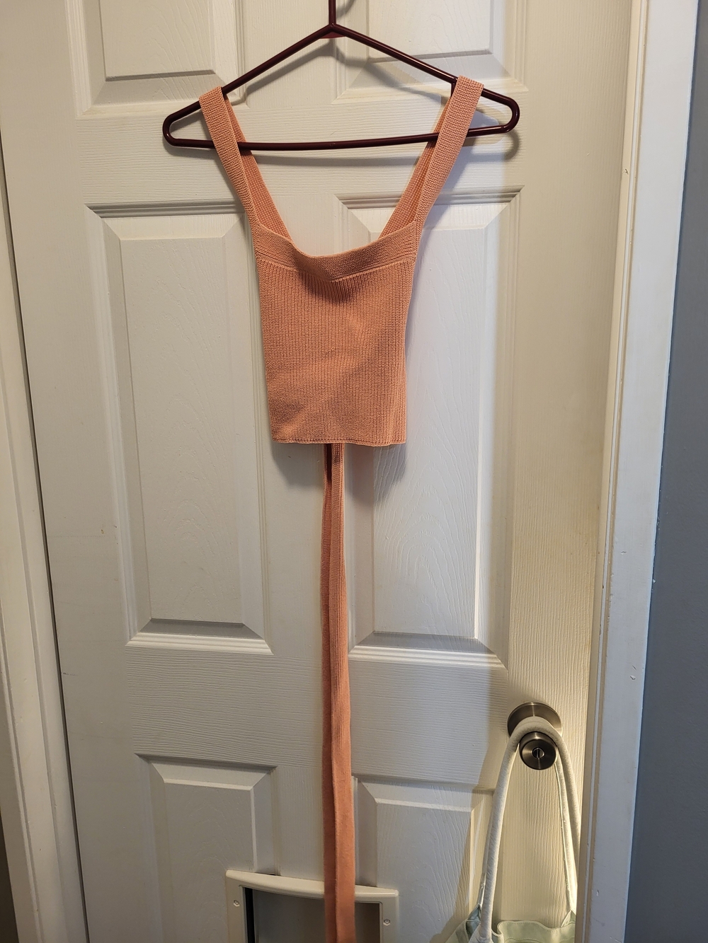 Wilfred Peach Ribbed Crop Top with Long Tie
